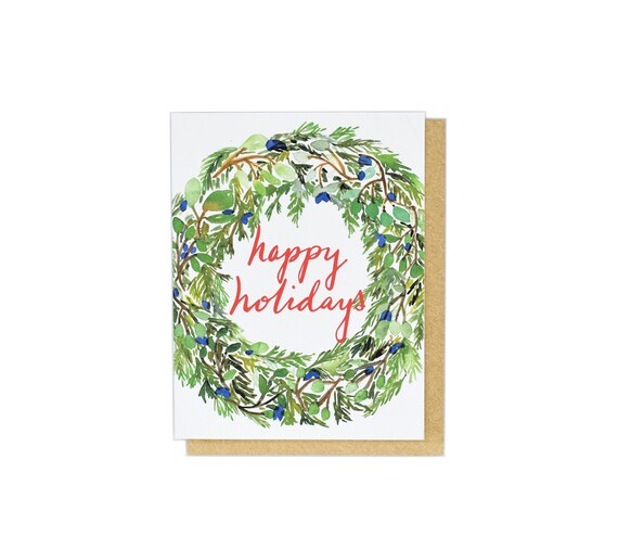 Hand Lettered Card Seasons Greetings Wreath Happy Holidays Greeting Card Christmas Wreath Hand Lettered Card Seasons Greetings Wreath Happy Holidays Greeting Card Christmas Wreath