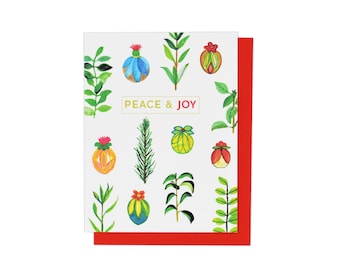 Peace and Joy Christmas Greeting Card, Holiday, Seasons Greetings