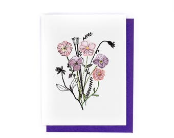 Floral All Occasion Note Card, Flower Stationery, Blank Flower Greeting Card