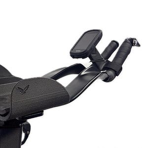 May include: Black bicycle handlebars with a mounted black device and black grips. The handlebars have a curved design and a logo on the side. The image is set against a white background. The logo says "GAVILAND 3D SOLUTIONS".