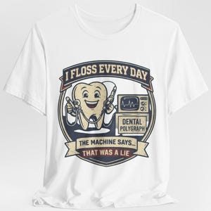 I Floss Every Day Vintage Cartoon Tee | Dental Polygraph Humor