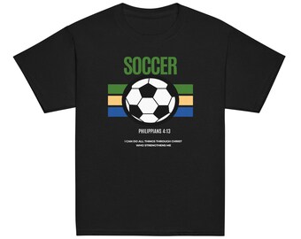 Soccer Stripes Phil 4:13 Youth tee
