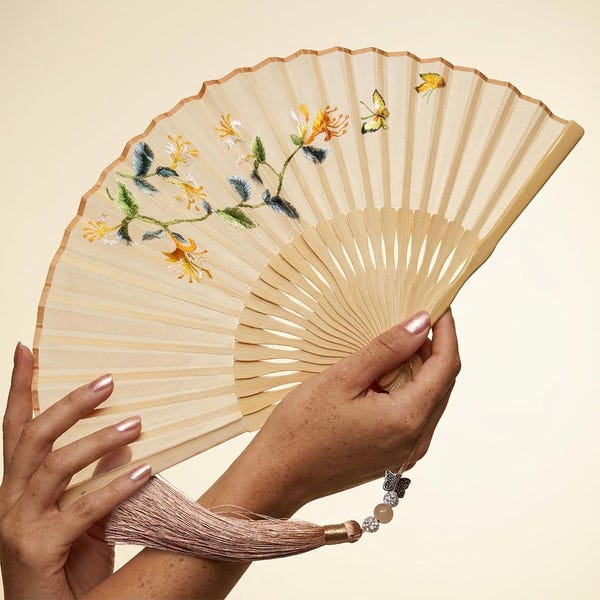 Handmade Embroidery Hand Fan - Exquisite Luxury Gift for Her | Home Decor Fan