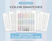 Printable Color Swatch Charts, Watercolor Palette Master, Art Journal Inserts (PDF A4)