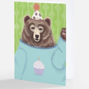 Pack de cartes d'anniversaire ours | jolies cartes d'anniversaire avec des animaux excentriques | de cartes de vœux joyeux anniversaire avec enveloppes | blanc à l'intérieur | expédition immédiate