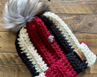 Wisconsin Badger football Team hat / Badger gear graduation gift / Football hat / chunky crochet winter hat / holiday gift college football