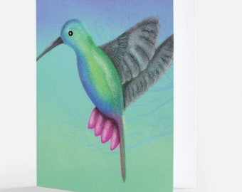 Hummingbird cards set | colorful bird greeting card pack notecards with envelopes | blank inside | animal  design cards | original art