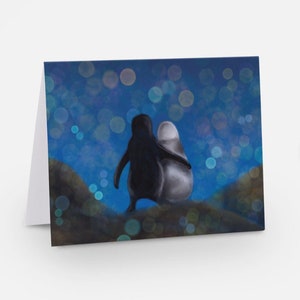 Juego de tarjetas de pingüino / paquete de tarjetas de felicitación de pájaro dulce, tarjetas con sobres / interior en blanco / tarjetas con diseño de animales / arte original