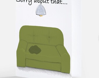 I’m sorry card | funny apology cards sorry notecards with envelope | original art  | witty sassy cards | at least I didn’t pee on your couch