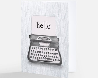 Hello card pack | hello vintage typewriter cards set notecards envelopes | blank inside | original | thinking of you | immediate shipping