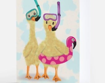 Duck cards pack | happy all occasion greeting card notecards with envelopes | quirky | blank inside | cute animal cards | immediate shipping