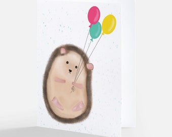 Hedgehog birthday card pack | cute animal birthday  cards | happy bday card set w/ envelopes | blank inside  | original art