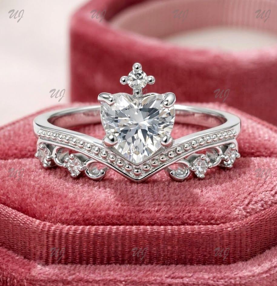 Pageant Rings 925 Sterling Silver Princess Queen Crown Ring for Girls, Women Beauty ...