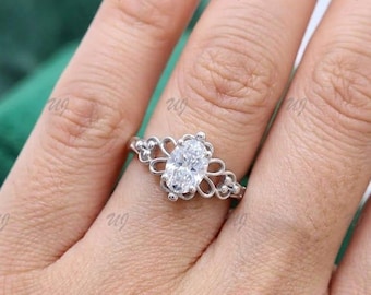 7 x 5 mm Moissanite-verlovingsring ovaal geslepen, 925 sterlingzilveren twistring Moissanite Infinity Solitaire-ring diamanten ring beloftering