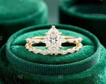 2.50 CT Marquise Cut Solitaire Pave Moissanite Bridal Ring Set, Eternity Dutch Marquise Engagement Ring With Wedding Band