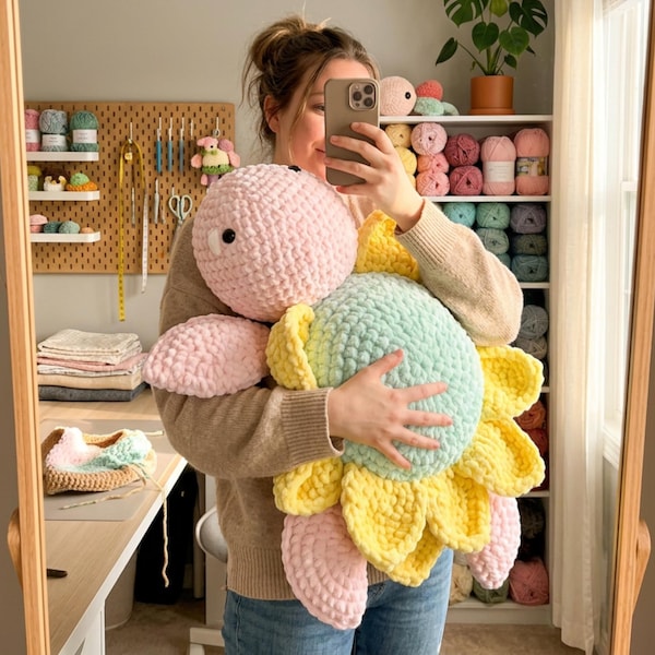 Jumbo Schildkröte Häkelanleitung, Chenille Amigurumi, Mensch Größe Plüsch PDF
