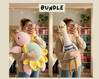 Giant Bundle: Giant Turtle and Seagull Crochet Pattern Bundle, Life Size Amigurumi Plush Toy (PDF)