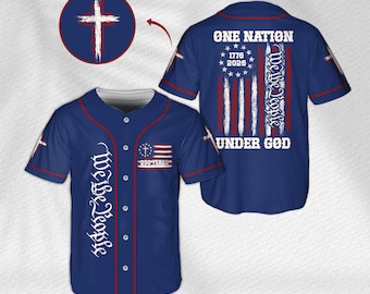 One Nation Under God Baseball Jersey, We The People Christian Shirt, 1776-2026 250 Years USA Patriotic Button Down, Religious Gift