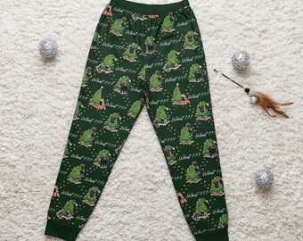 Conjunto de pijamas natalinos para gatos | Pijama divertido com estampa de árvore de Natal | Conjunto quentinho para toda a família | Presente aconchegante de Natal para amantes de gatos
