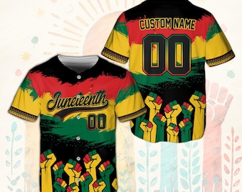 Custom Juneteenth 1865 Baseball Shirt, Personalized Black Power Fist Jersey, Freedom Day Celebration Outfit, Custom African American Gift