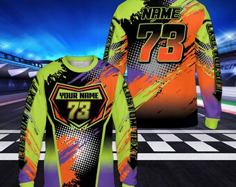 Custom Dirt Bike Long Sleeves Jersey, Personalized Motocross Shirt, Custom Racing Apparel, Long Sleeve BMX Jersey, Off-Road Rider Gift