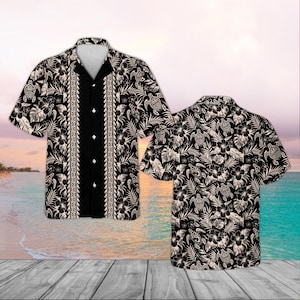 Honu Turtle Hawaiian Shirt, Tribal Polynesian Pattern Aloha Shirt, Hibiscus Floral Print, Men Women Summer Beach Shirt, Vacation Outfit