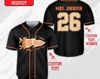 Personalized 1st Grade Teacher Jersey, Custom Pre-K School Shirt, Teacher Appreciation Gift, Custom Name and Number Jersey, School Spirit