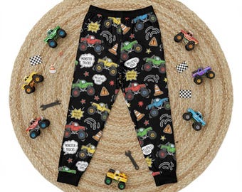 Monster Truck Pajamas, Personalized School Grade PJs Soft Boys, Comfortable Back to School Gift for Family set