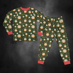 Matching Family Fall Pajamas, Pumpkin Print Long PJs, Thanksgiving Sleepwear Set, Hello Fall Autumn Loungewear for Kids and Adults