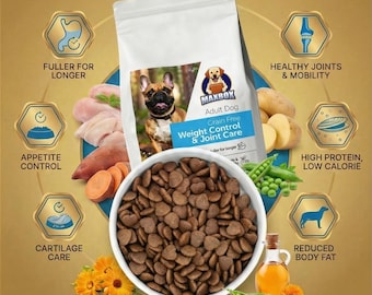 Alimento para perros MAXBOX Control de Peso: Alimento completo para perros, alto en proteínas, cuidado de las articulaciones