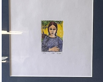 Incisione in edizione limitata firmata da Ruth Leaf, "Nita", stampa artistica di pregio in stile Mid-Century Modern.