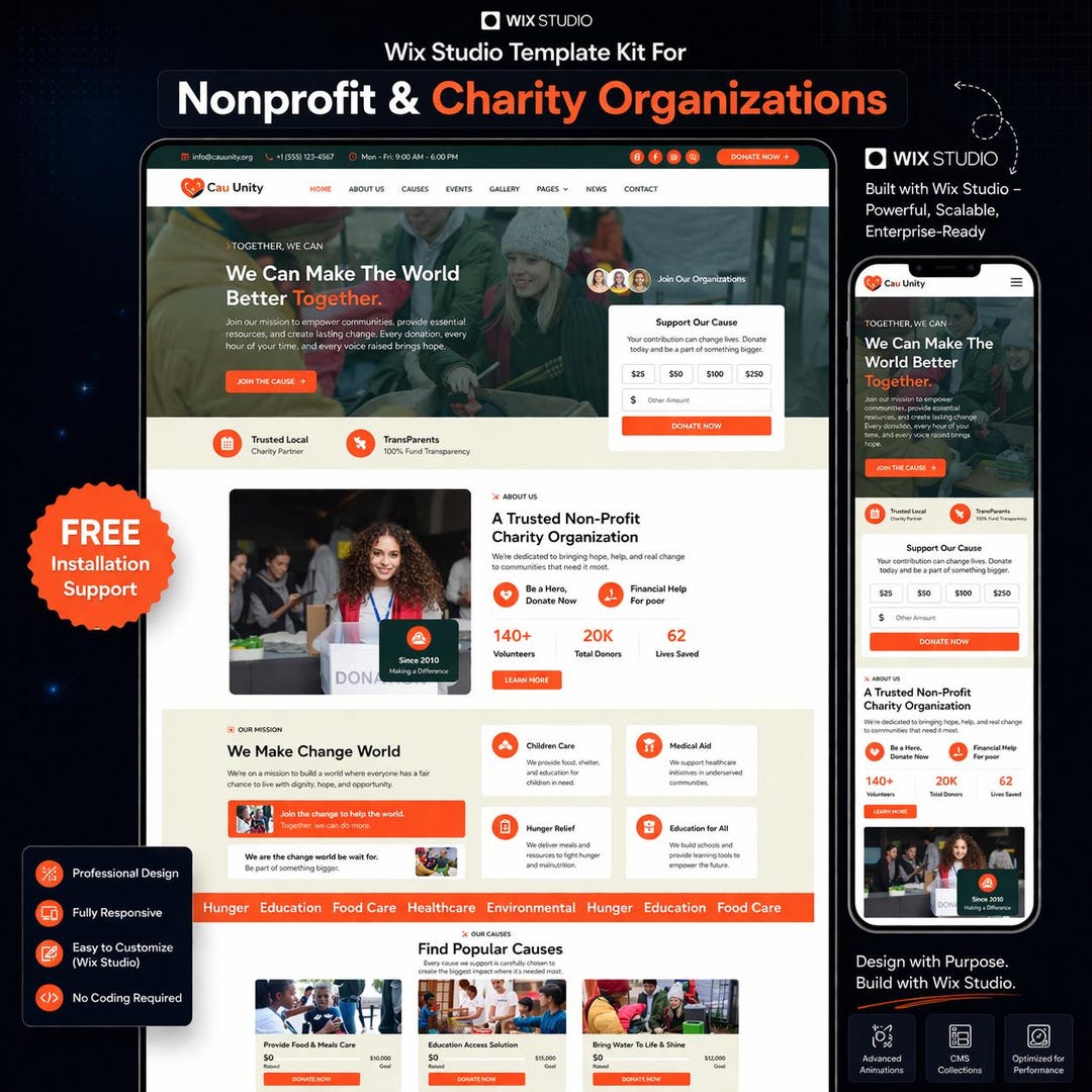 NGO Charity Website Template for Wix Studio | Nonprofit Donation ...