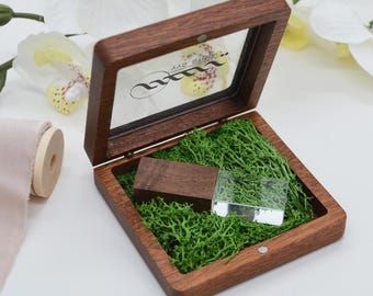 Personalized Wooden USB Box | Embossed Logo, Wedding Gift