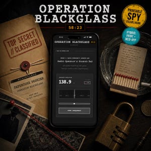 Spy Escape Room Game Printable | Hybrid Escape Room Adults | Operation Blackglass Cold War Spy Party Game | Instant Download PDF