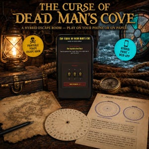Gioco di fuga a tema pirati stampabile / Gioco per feste per adulti / Puzzle ibrido digitale e cartaceo / Caccia al tesoro nella Baia del Morto (download)