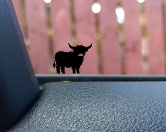 Calcomanía de vaca de las Tierras Altas, pequeña y con gran personalidad - Calcomanía oculta - Huevo de Pascua para coche y SUV