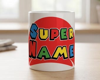 Taza personalizada Super Gamer de 325 ml – Taza de café inspirada en videojuegos retro