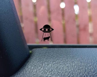 Calcomanía de vaca ovni oculta - Calcomanía de huevo de Pascua para coche y SUV