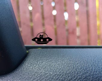 Calcomanía oculta de gato OVNI - Calcomanía para coche SUV con huevo de Pascua