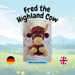 Fred the Highland Cow Crochet Pattern, PDF Crochet Pattern