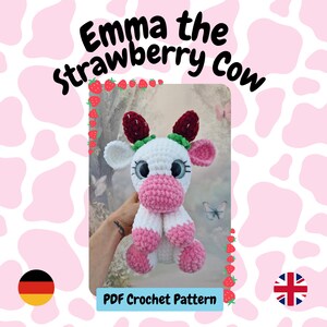 Emma the Strawberry Cow Crochet Pattern, PDF Crochet Pattern