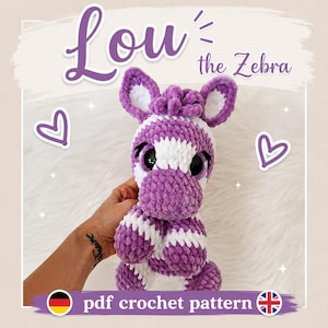 Schema per realizzare all'uncinetto Lou la zebra, schema in PDF