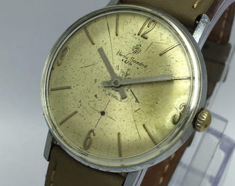 Henri Sandoz Fils 546 Y-91 Vintage Swiss Manual Wind 33mm Sub Second Watch