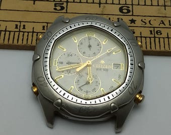 Citizen Quartz 6870-H10708 Chronograph Vintage Men’s Watch For Parts Stainless Steel Japan