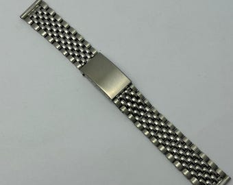 18mm Beads of Rice Stainless Steel Watch Bracelet Silver Vintage Style Watch Band Replacement