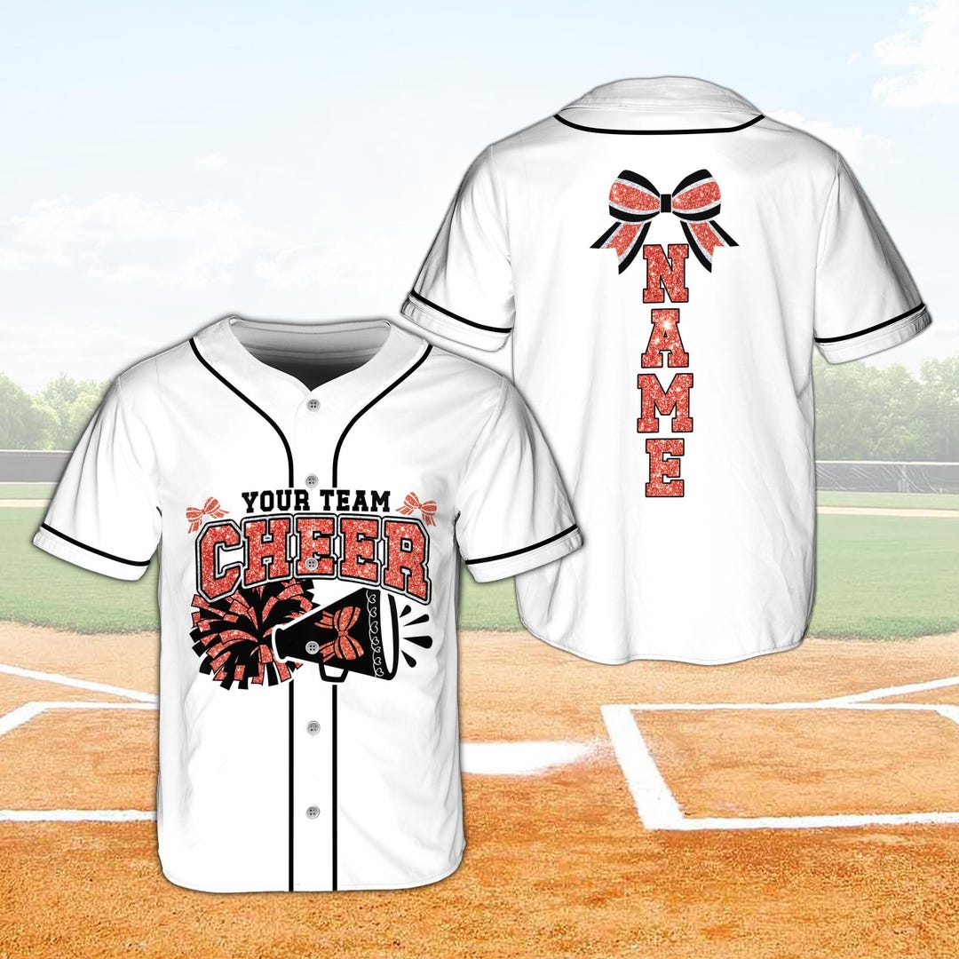 Custom Name Cheerleader Baseball Jersey, Personalized Glitter Style ...