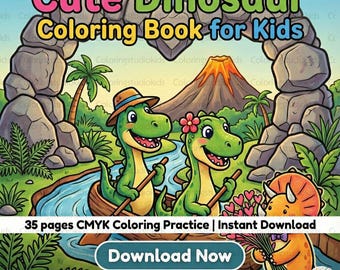 Dinosaur Valentine Coloring Book | Kids' Activity (PDF Pattern)