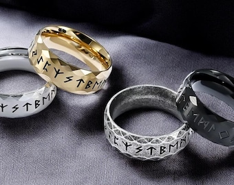 Anillo vintage de runa de Odín para hombre y mujer, amuleto vikingo nórdico, acero inoxidable 316L, regalo de boda celta.