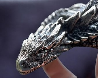 Anillo de dragón ajustable, ala de pterosaurio gótica, joyería de fantasía