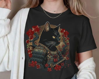Samurai Cat Shirt,  Japanese Warrior Cat Tee, Unisex Gift for Cat Lovers